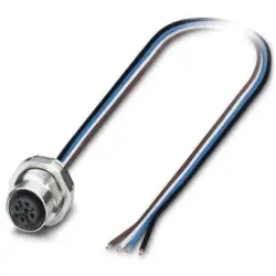 Panel socket, M12, 4 pole, strand connection, straight, 1405240