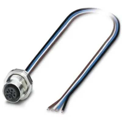 Panel socket, M12, 4 pole, strand connection, straight, 1405240 - 1