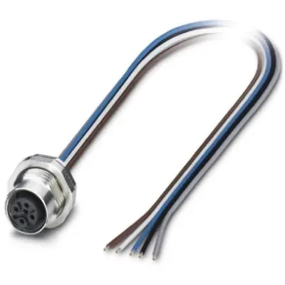 Panel socket, M12, 5 pole, strand connection, straight, 1554717 - 1