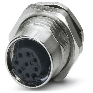Panel socket, M12, 8 pole, solder pins, screw locking, straight, 1441817 - 1