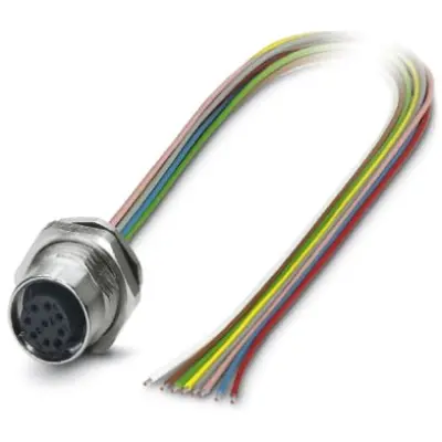 Panel socket, M12, 8 pole, strand connection, straight, 1419690 - 1