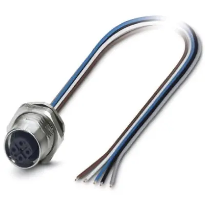 Panel socket, M12, 5 pole, strand connection, straight, 1419674 - 1
