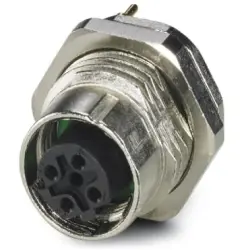 Panel socket, M12, 4 pole, solder pins, screw locking, straight, 1441875