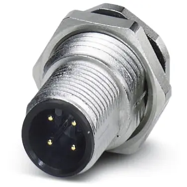 Plug, M12, 4 pole, solder pins, screw locking, straight, 1404979 - 1