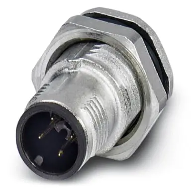 Plug, M12, 4 pole, solder pins, screw locking, straight, 1419768 - 1