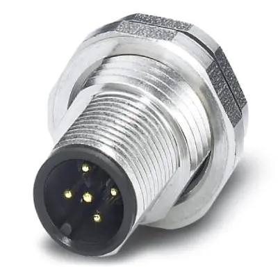 Plug, M12, 5 pole, solder pins, screw locking, straight, 1554746 - 1