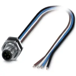 Panel plug, M12, 5 pole, strand connection, straight, 1411593