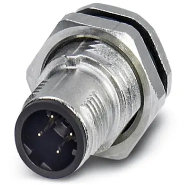Plug, M12, 4 pole, solder pins, screw locking, straight, 1441862 - 1