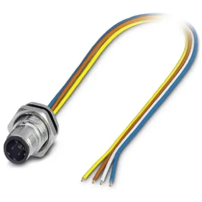 Sensor actuator cable, M12-cable plug, straight to open end, 4 pole, 0.5 m, TPE, 4 A, 1419603 - 1