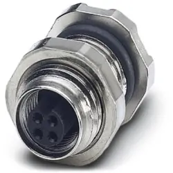 Panel socket, M5, 3 pole, solder pins, screw locking, straight, 1530647