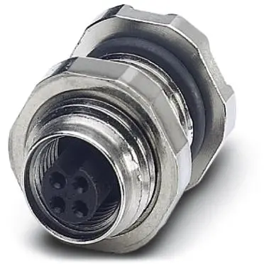 Panel socket, M5, 3 pole, solder pins, screw locking, straight, 1530647 - 1