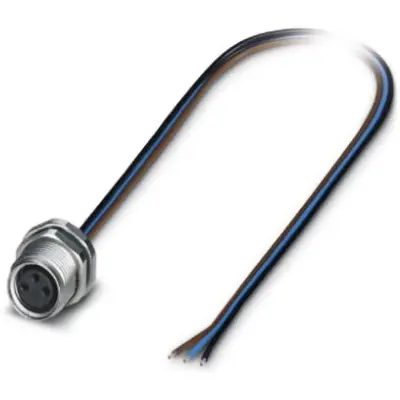Panel socket, M8, 3 pole, strand connection, straight, 1456080 - 1