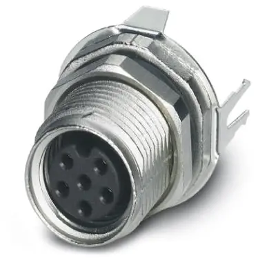Panel socket, M8, 6 pole, solder pins, screw locking, straight, 1456132 - 1