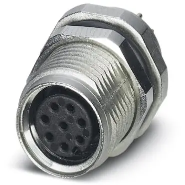 Panel socket, M8, 8 pole, solder pins, screw locking, straight, 1424237 - 1
