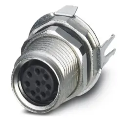 Panel socket, M8, 8 pole, solder pins, screw locking, straight, 1424235