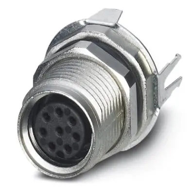 Panel socket, M8, 8 pole, solder pins, screw locking, straight, 1424235 - 1