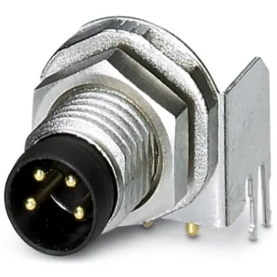 Plug, M8, 4 pole, solder pins, screw locking, angled, 1456048 - 1