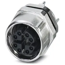 Panel socket, M12, 8 pole, solder pins, screw locking, straight, 1440669