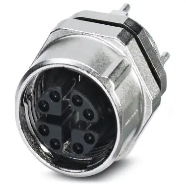 Panel socket, M12, 8 pole, solder pins, screw locking, straight, 1440669 - 1