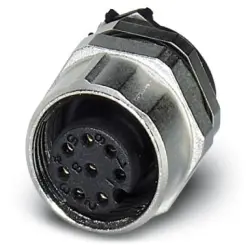 Panel socket, M12, 8 pole, solder connection, SPEEDCON locking, straight, 1557549