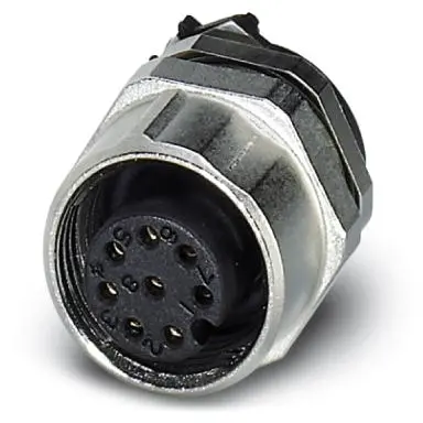 Panel socket, M12, 8 pole, solder connection, SPEEDCON locking, straight, 1557549 - 1