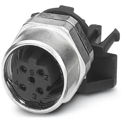 Panel socket, M12, 4 pole, solder pins, SPEEDCON locking, straight, 1542619 - 1