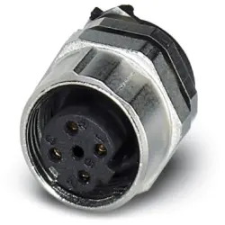 Panel socket, M12, 4 pole, solder connection, SPEEDCON locking, straight, 1542648