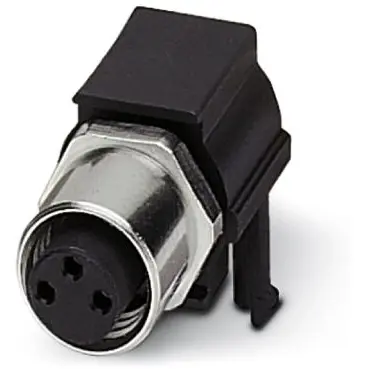 Panel socket, M8, 3 pole, solder pins, screw locking, straight, 1524788 - 1