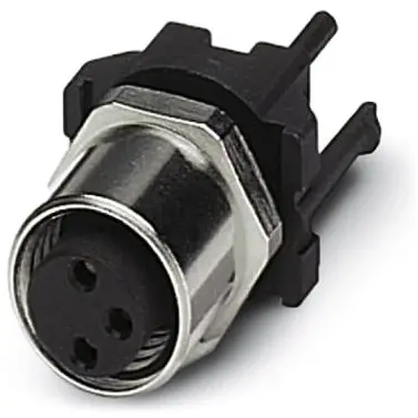 Panel socket, M8, 3 pole, solder pins, screw locking, straight, 1524776 - 1