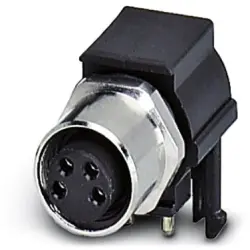 Panel socket, M8, 4 pole, solder pins, screw locking, straight, 1526169