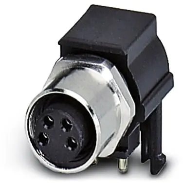 Panel socket, M8, 4 pole, solder pins, screw locking, straight, 1526169 - 1