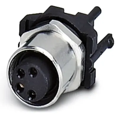 Panel socket, M8, 4 pole, solder pins, screw locking, straight, 1524789 - 1