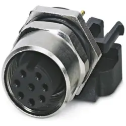 Panel socket, M12, 8 pole, solder connection, screw locking, straight, 1556854