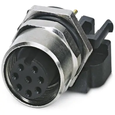 Panel socket, M12, 8 pole, solder connection, screw locking, straight, 1556854 - 1