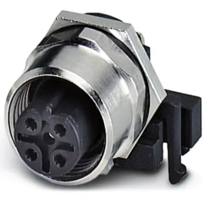 Panel socket, M12, 5 pole, solder pins, screw locking, straight, 1527870 - 1