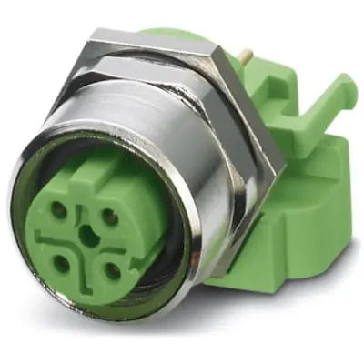 Panel socket, M12, 4 pole, solder pins, screw locking, straight, 1534627 - 1