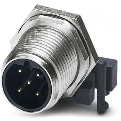 Plug, M12, 5 pole, solder pins, screw locking, straight, 1527867 - 1