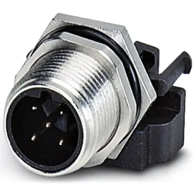 Plug, M12, 5 pole, solder pins, screw locking, straight, 1437203 - 1
