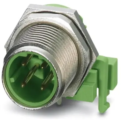 Plug, M12, 4 pole, solder pins, screw locking, straight, 1434866 - 1