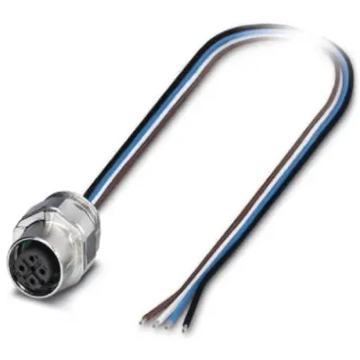 Panel socket, M12, 4 pole, strand connection, SPEEDCON locking, straight, 1523447 - 1
