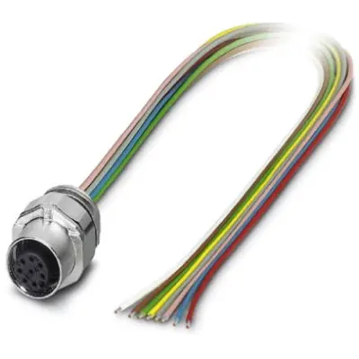 Panel socket, M12, 8 pole, strand connection, SPEEDCON locking, straight, 1446391 - 1