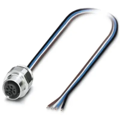 Panel socket, M12, 4 pole, strand connection, straight, 1554649 - 1