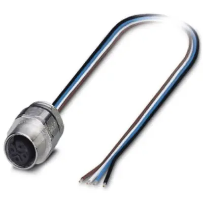 Panel socket, M12, 4 pole, strand connection, straight, 1693791 - 1