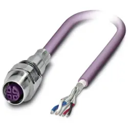 Sensor actuator cable, M12-cable socket, straight to open end, 5 pole, 1 m, PUR, purple, 4 A, 1525681