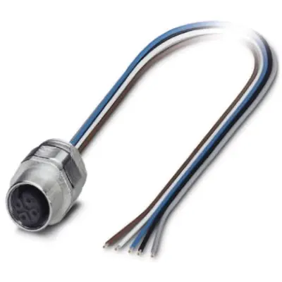 Panel socket, M12, 5 pole, strand connection, straight, 1671108 - 1