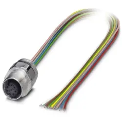 Panel socket, M12, 8 pole, strand connection, straight, 1513761