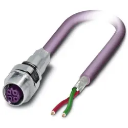 Sensor actuator cable, M12-cable socket, straight to open end, 2 pole, 0.5 m, PUR, purple, 4 A, 1525597