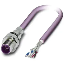 Sensor actuator cable, M12-cable plug, straight to open end, 5 pole, 2 m, PUR, purple, 4 A, 1525649
