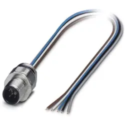 Panel plug, M12, 5 pole, strand connection, straight, 1671124