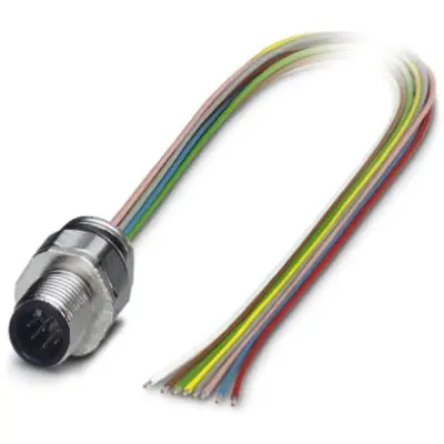 Panel plug, M12, 8 pole, strand connection, straight, 1513787 - 1
